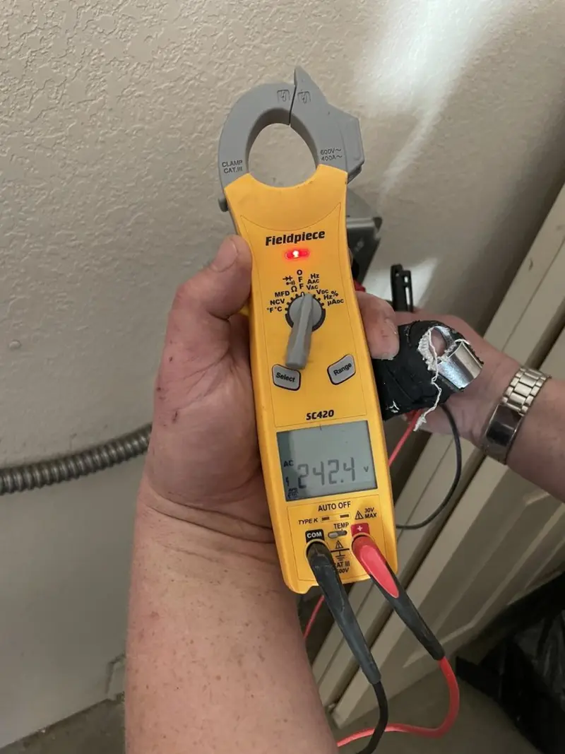 Voltage testing with clamp meter during Generator Installation in Spartanburg
